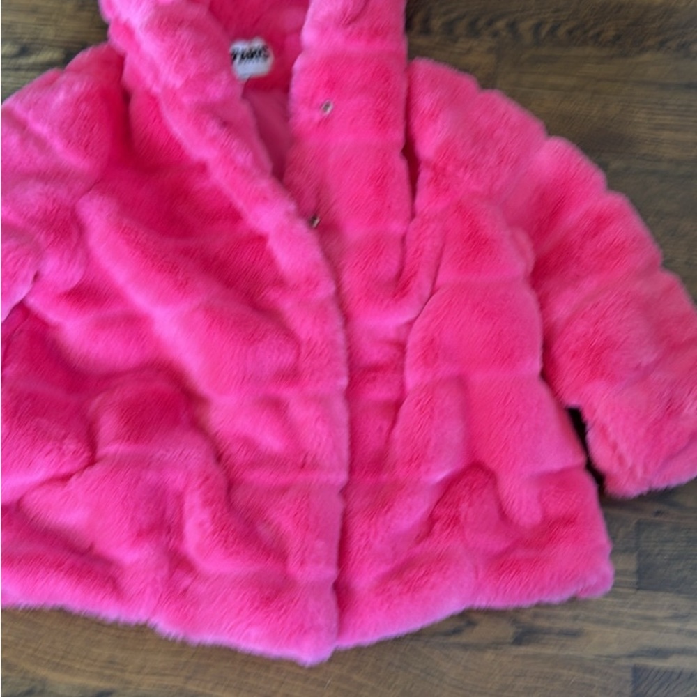 Apparis Vibrant Pink Faux Fur Kids  Jacket